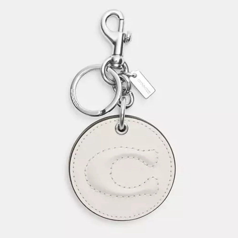 NEW! COACH Mirror Bag Charm / Key Ring in Smooth Leather with Signature “C” NWT!